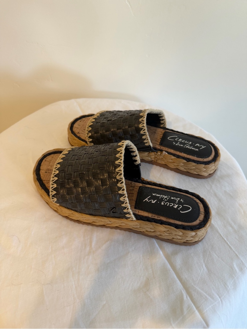 206. CIRCUS NY by Sam Edelman Black Woven Slide Sandals
